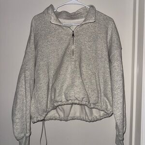 Abercrombie & Fitch Heather Gray Half-Zip Drawstring Pullover
